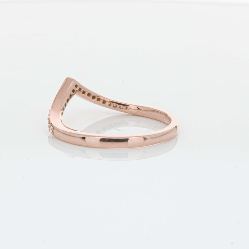 14ct Rose Gold Diamond Chevron Band-Ring-Walker & Hall