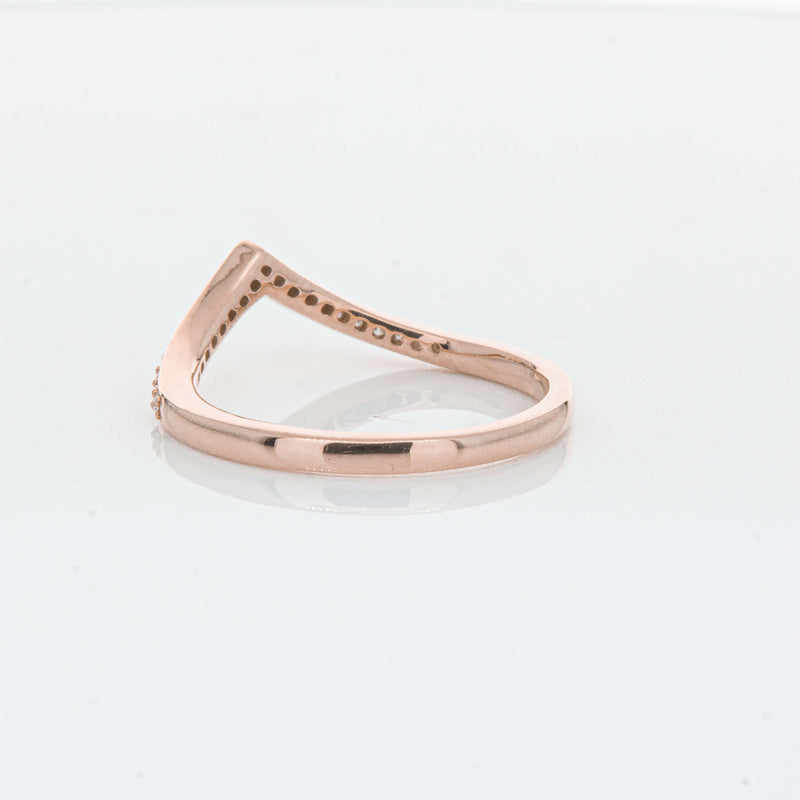 14ct Rose Gold Diamond Chevron Band-Ring-Walker & Hall