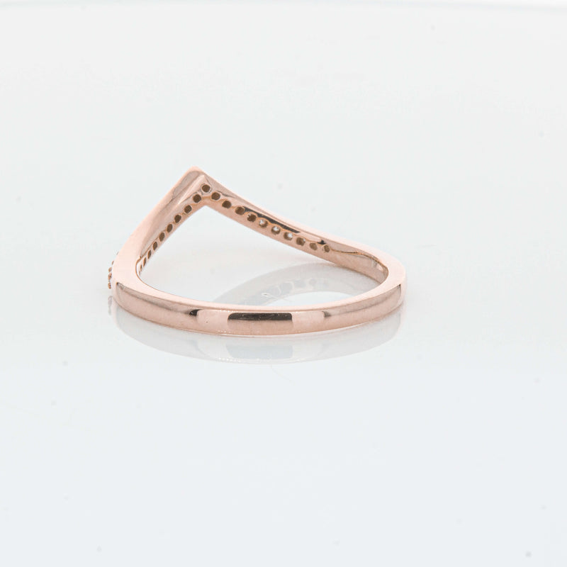 14ct Rose Gold Diamond Chevron Band-Ring-Walker & Hall