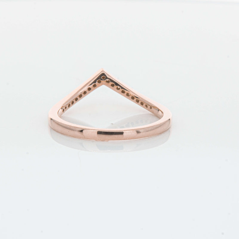 14ct Rose Gold Diamond Chevron Band-Ring-Walker & Hall