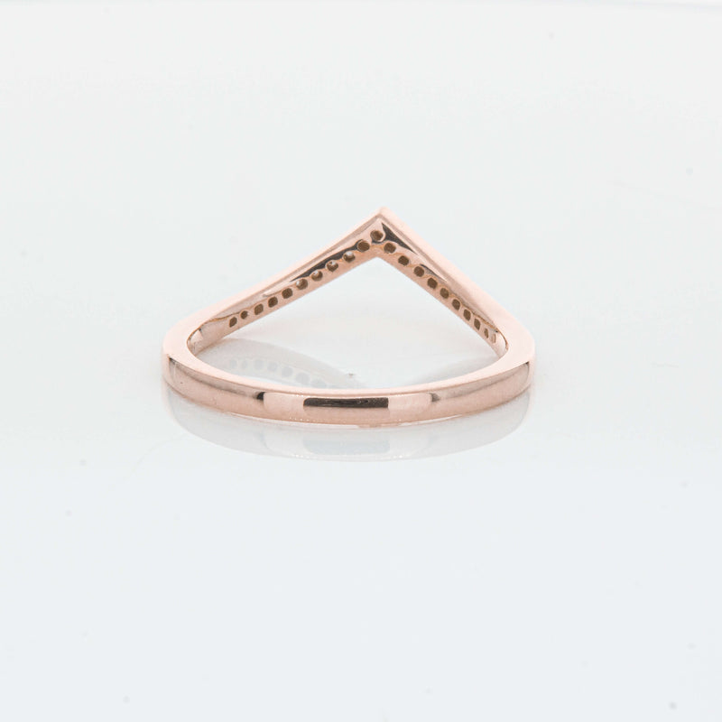 14ct Rose Gold Diamond Chevron Band-Ring-Walker & Hall