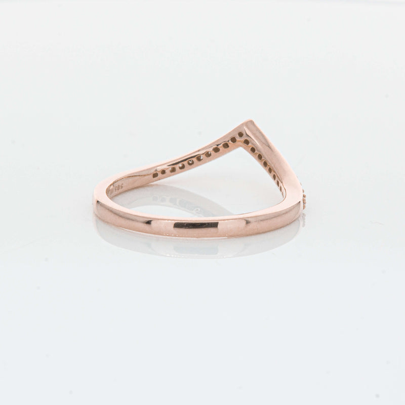 14ct Rose Gold Diamond Chevron Band-Ring-Walker & Hall