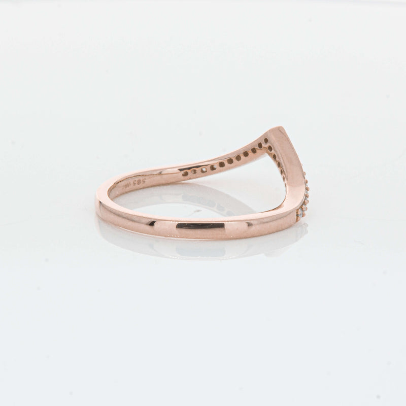 14ct Rose Gold Diamond Chevron Band-Ring-Walker & Hall