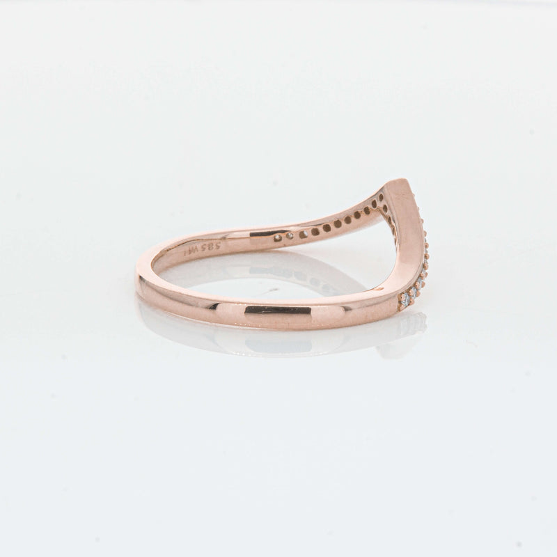 14ct Rose Gold Diamond Chevron Band-Ring-Walker & Hall