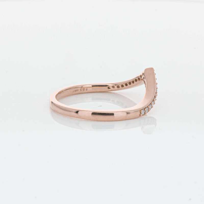 14ct Rose Gold Diamond Chevron Band-Ring-Walker & Hall