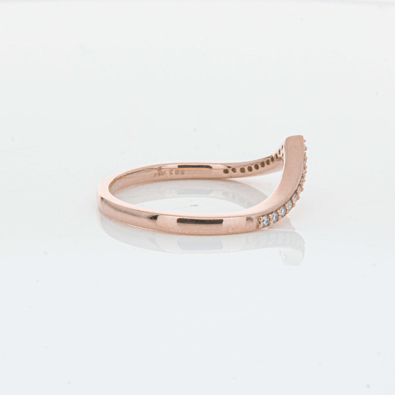 14ct Rose Gold Diamond Chevron Band-Ring-Walker & Hall