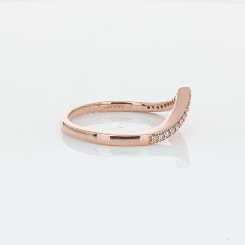 14ct Rose Gold Diamond Chevron Band-Ring-Walker & Hall