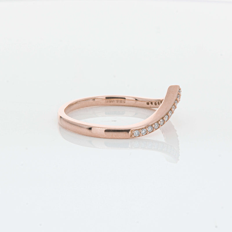 14ct Rose Gold Diamond Chevron Band-Ring-Walker & Hall