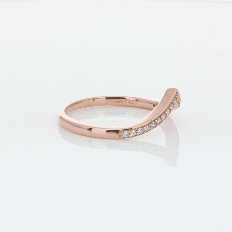 14ct Rose Gold Diamond Chevron Band-Ring-Walker & Hall