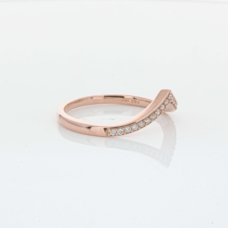 14ct Rose Gold Diamond Chevron Band-Ring-Walker & Hall
