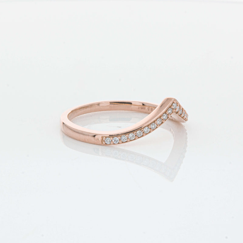 14ct Rose Gold Diamond Chevron Band-Ring-Walker & Hall