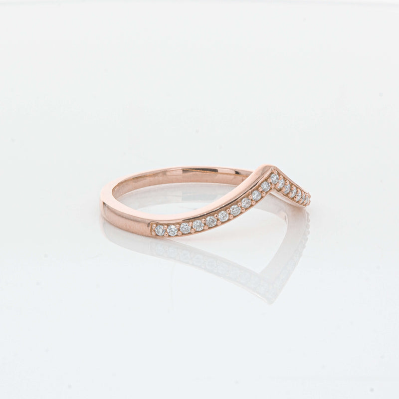 14ct Rose Gold Diamond Chevron Band-Ring-Walker & Hall