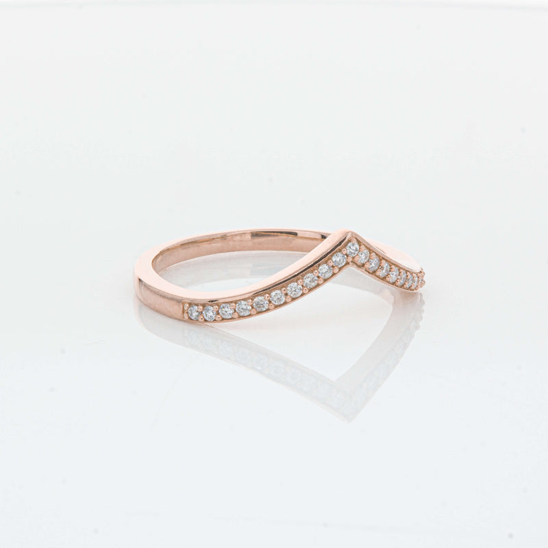 14ct Rose Gold Diamond Chevron Band-Ring-Walker & Hall