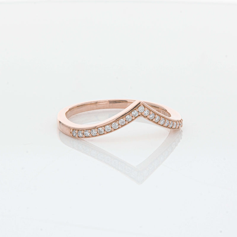 14ct Rose Gold Diamond Chevron Band-Ring-Walker & Hall