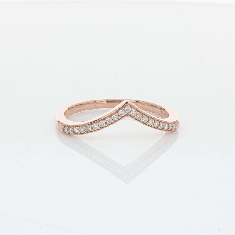 14ct Rose Gold Diamond Chevron Band-Ring-Walker & Hall