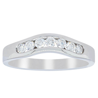 Deja Vu 18ct White Gold .27ct Diamond Curved Band-Ring-Walker & Hall