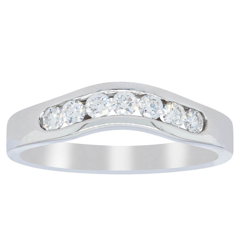 Deja Vu 18ct White Gold .27ct Diamond Curved Band-Ring-Walker & Hall