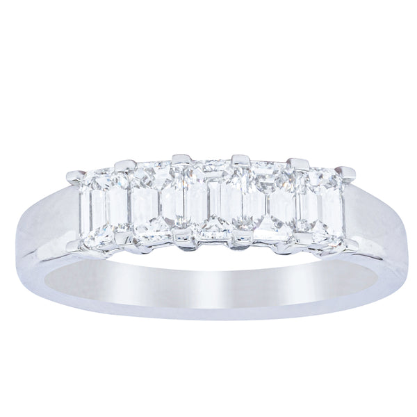18ct White Gold 1.03ct Emerald Cut Diamond Asra Ring - Ring - Walker & Hall