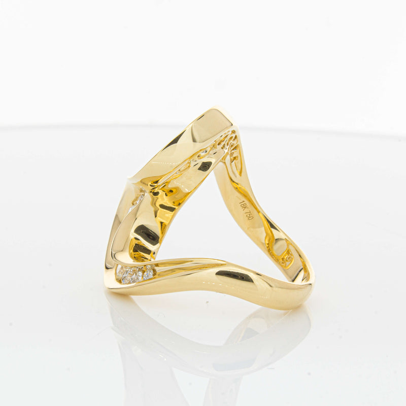 18ct Yellow Gold Diamond Flamenco Ring-Ring-Walker & Hall