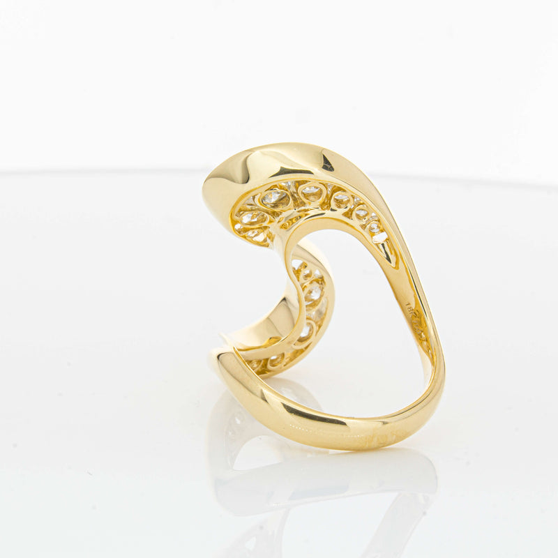 18ct Yellow Gold Diamond Flamenco Ring-Ring-Walker & Hall