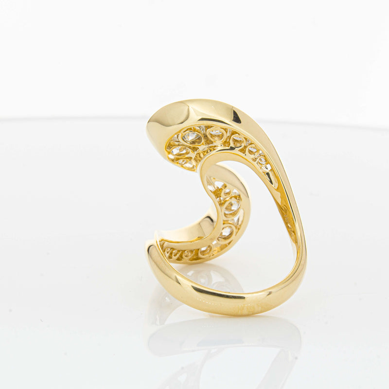 18ct Yellow Gold Diamond Flamenco Ring-Ring-Walker & Hall