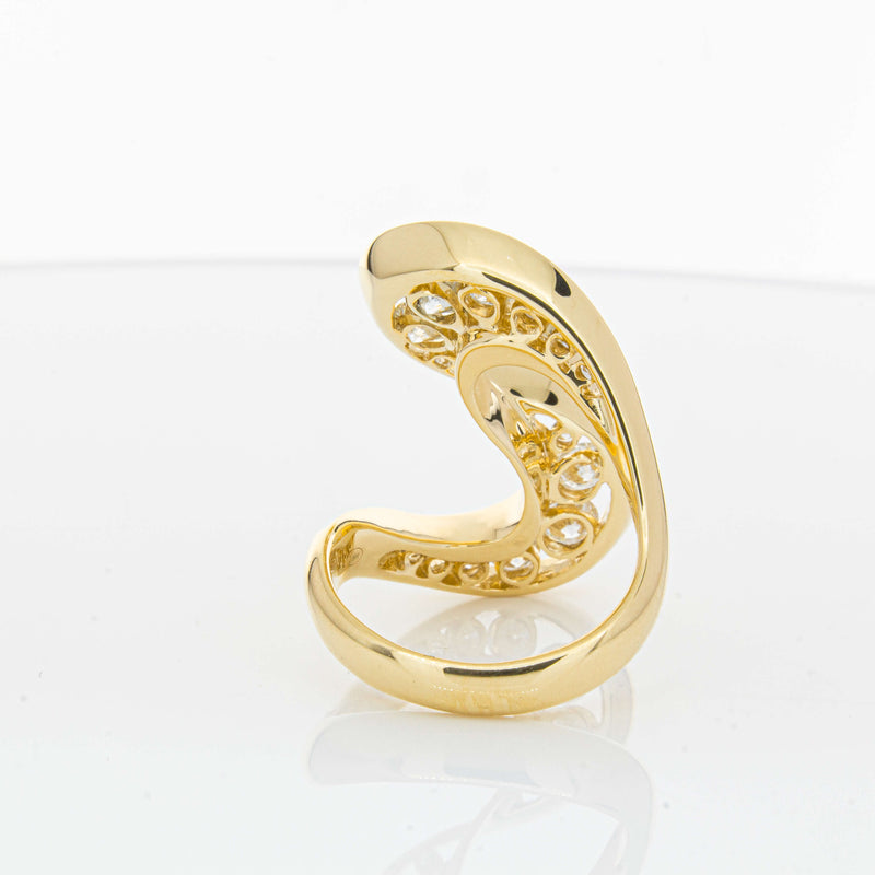 18ct Yellow Gold Diamond Flamenco Ring-Ring-Walker & Hall