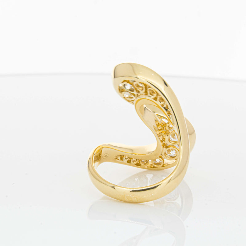 18ct Yellow Gold Diamond Flamenco Ring-Ring-Walker & Hall
