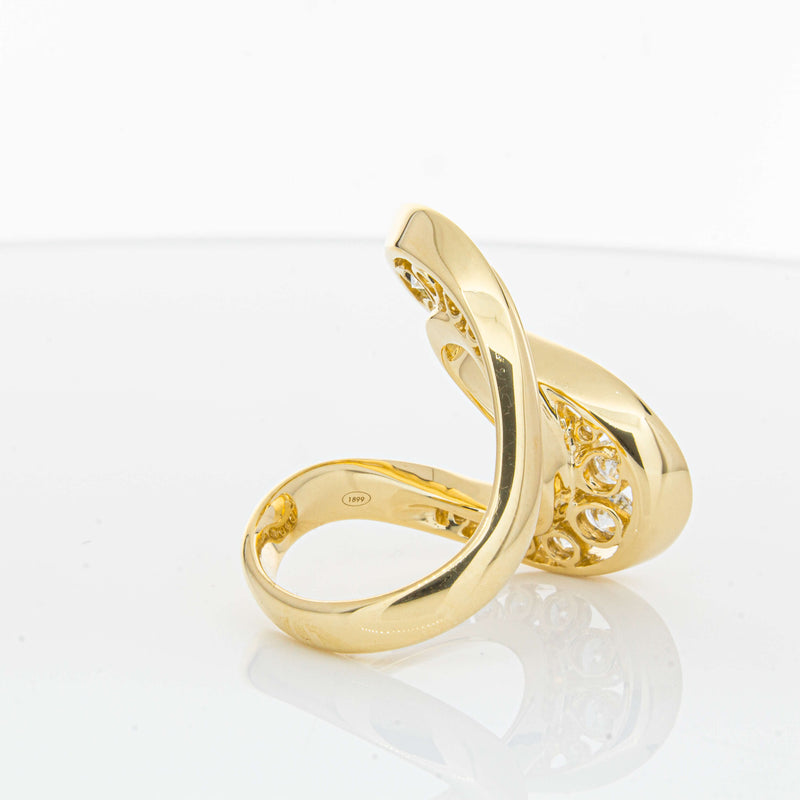 18ct Yellow Gold Diamond Flamenco Ring-Ring-Walker & Hall