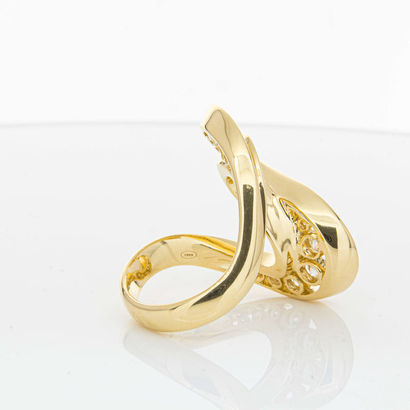 18ct Yellow Gold Diamond Flamenco Ring-Ring-Walker & Hall