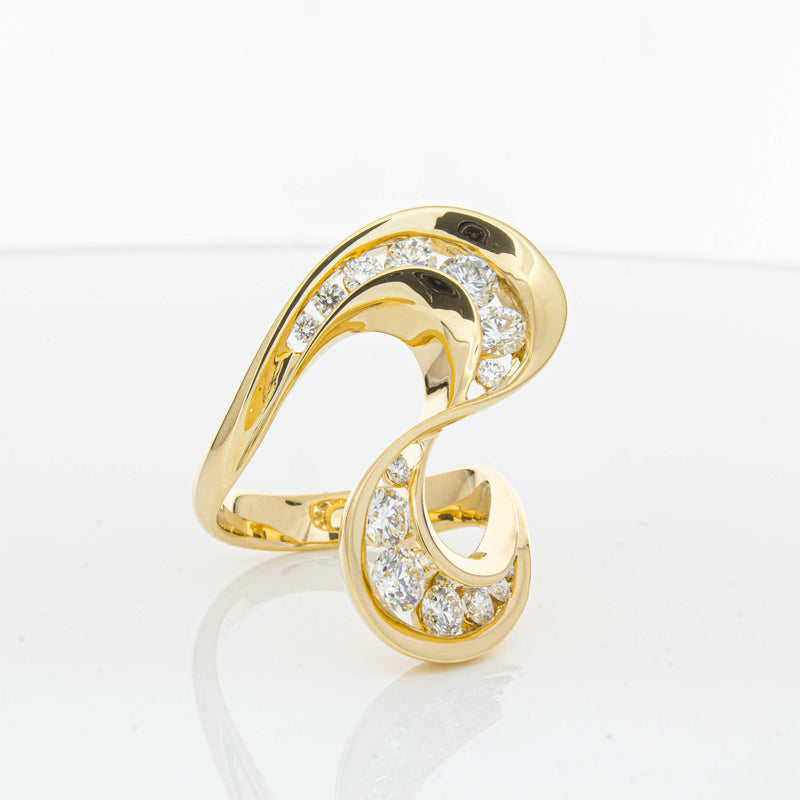 18ct Yellow Gold Diamond Flamenco Ring-Ring-Walker & Hall