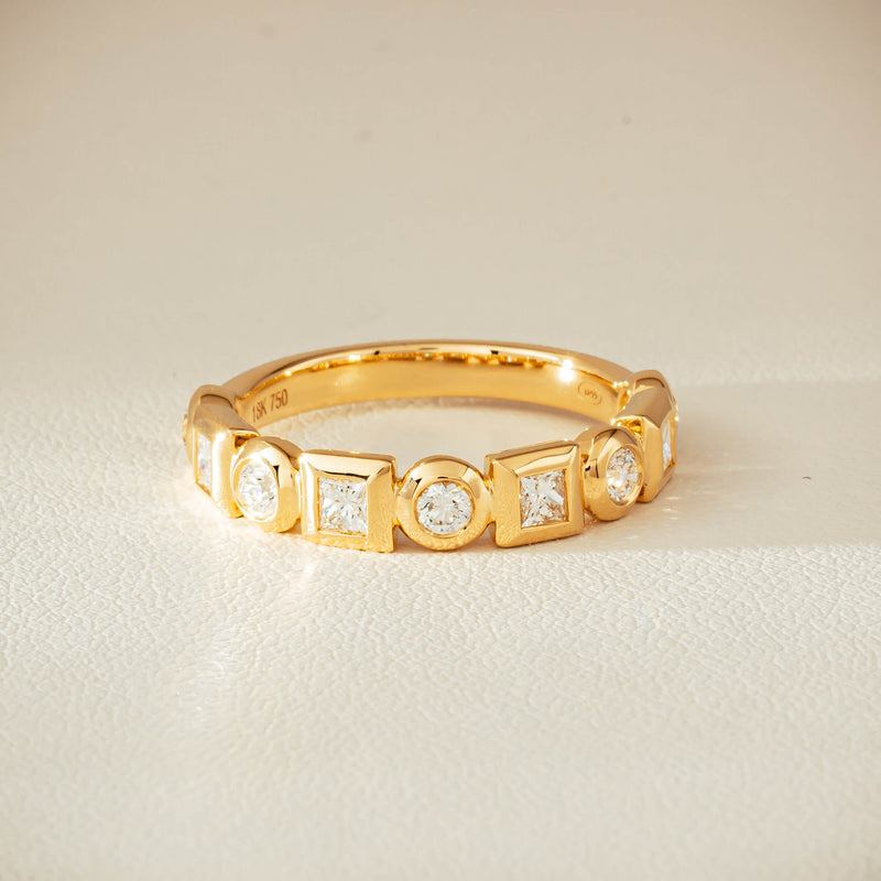 18ct Yellow Gold .59ct Mixed Cut Diamond Fusion Band - Ring - Walker & Hall