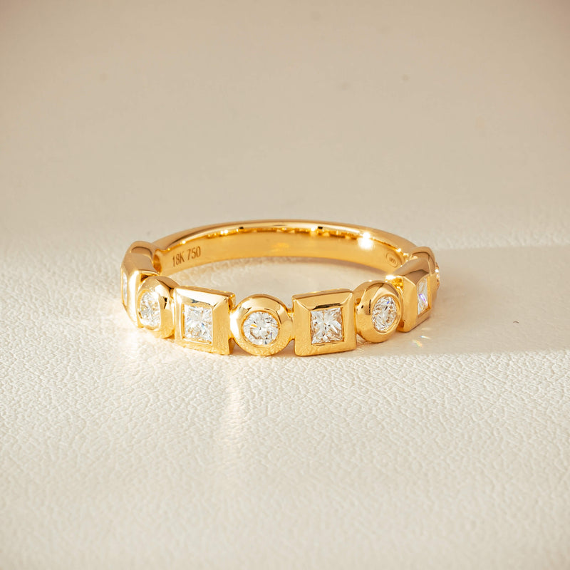 18ct Yellow Gold .59ct Mixed Cut Diamond Fusion Band - Ring - Walker & Hall