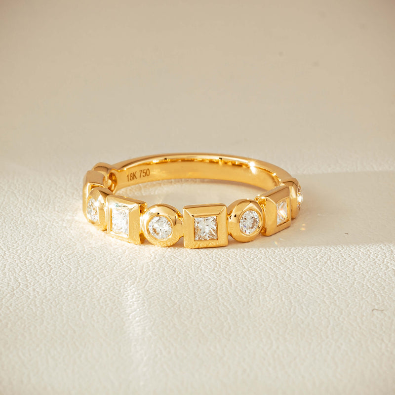 18ct Yellow Gold .59ct Mixed Cut Diamond Fusion Band - Ring - Walker & Hall