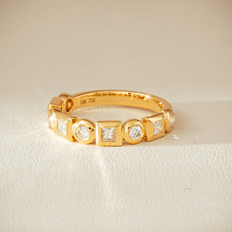 18ct Yellow Gold .59ct Mixed Cut Diamond Fusion Band - Ring - Walker & Hall