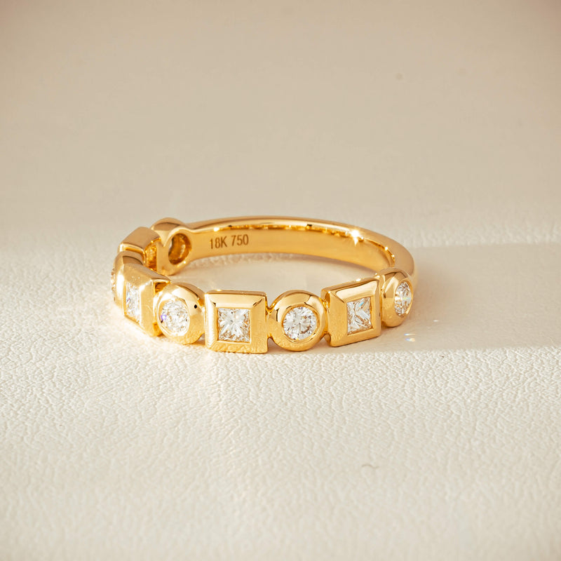 18ct Yellow Gold .59ct Mixed Cut Diamond Fusion Band - Ring - Walker & Hall