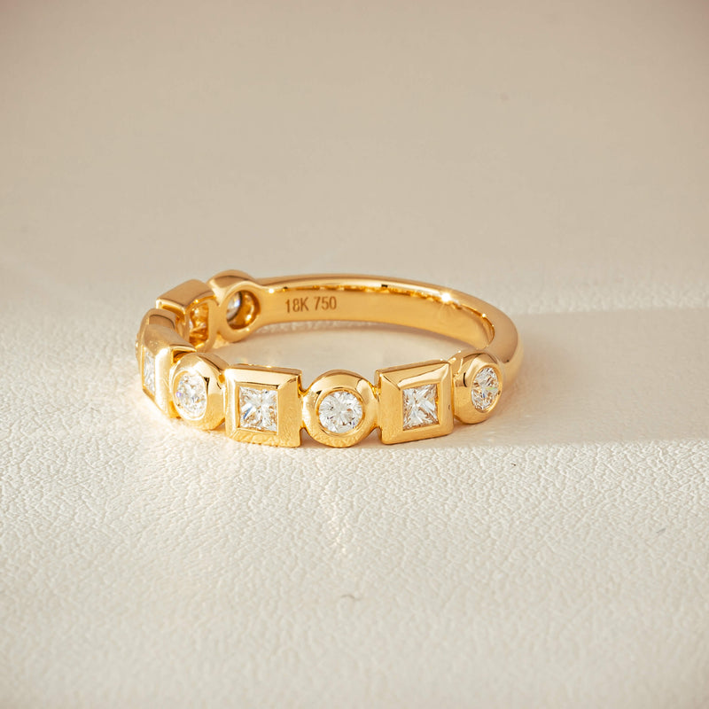 18ct Yellow Gold .59ct Mixed Cut Diamond Fusion Band - Ring - Walker & Hall