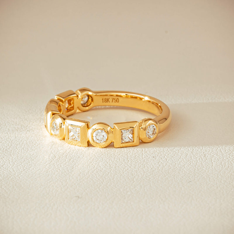 18ct Yellow Gold .59ct Mixed Cut Diamond Fusion Band - Ring - Walker & Hall