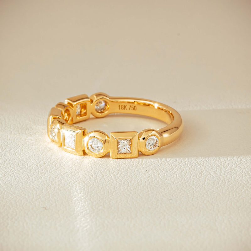 18ct Yellow Gold .59ct Mixed Cut Diamond Fusion Band - Ring - Walker & Hall