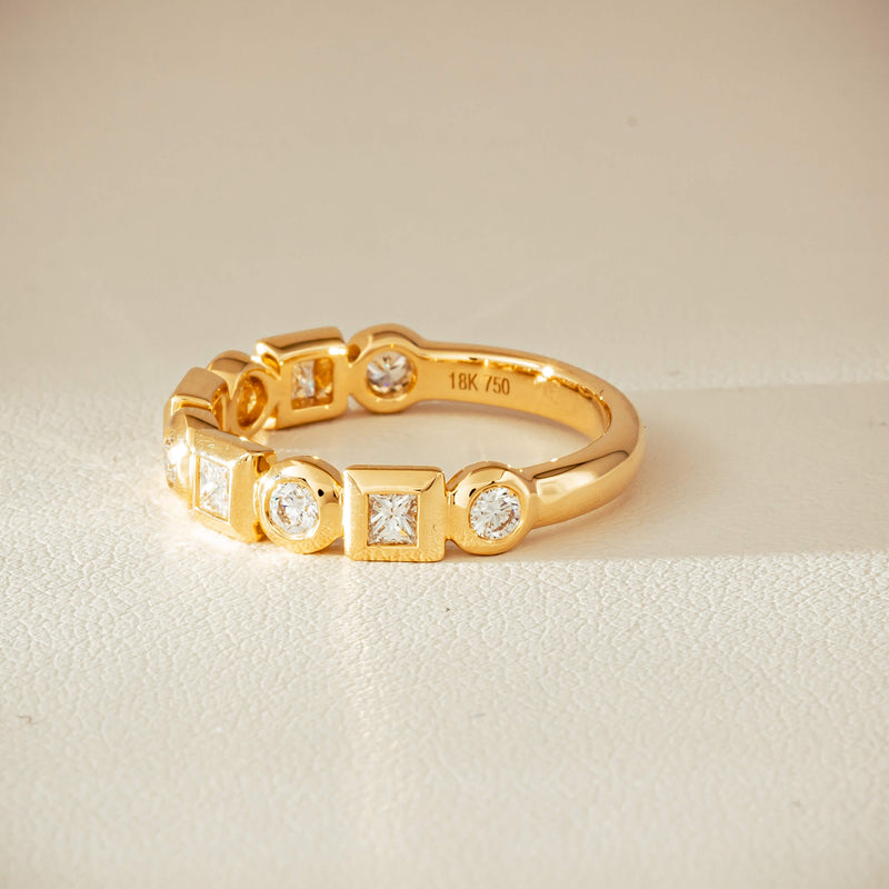 18ct Yellow Gold .59ct Mixed Cut Diamond Fusion Band - Ring - Walker & Hall