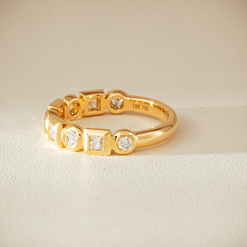 18ct Yellow Gold .59ct Mixed Cut Diamond Fusion Band - Ring - Walker & Hall