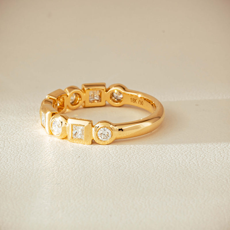 18ct Yellow Gold .59ct Mixed Cut Diamond Fusion Band - Ring - Walker & Hall