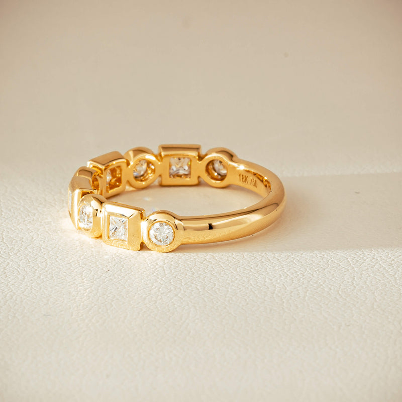 18ct Yellow Gold .59ct Mixed Cut Diamond Fusion Band - Ring - Walker & Hall