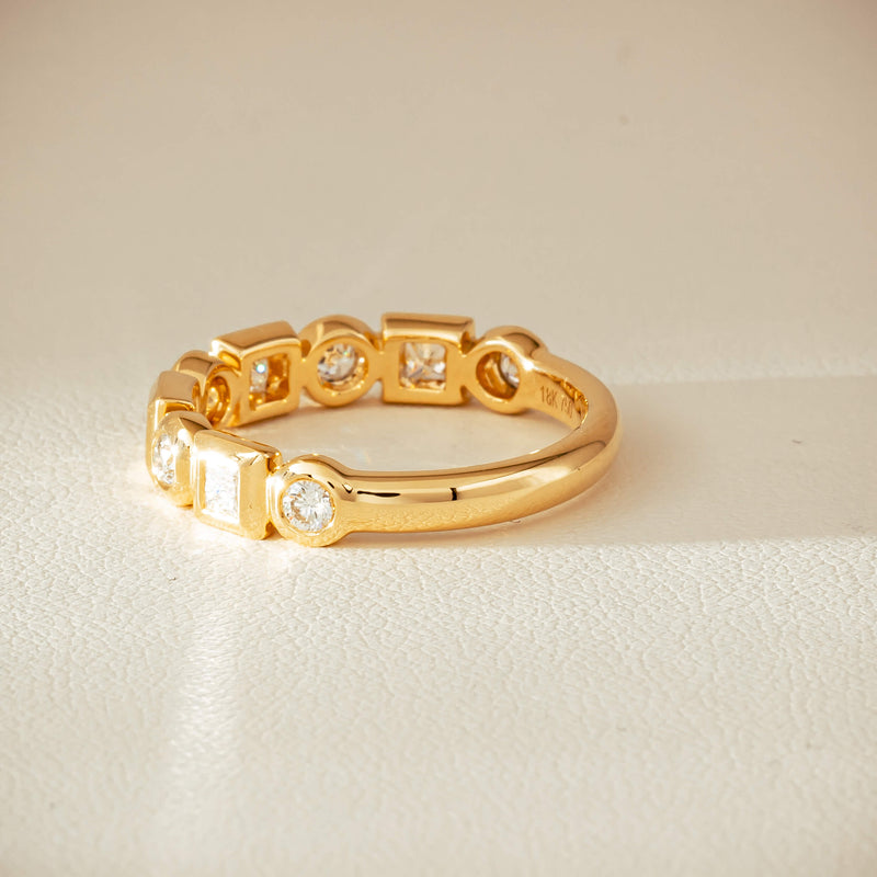 18ct Yellow Gold .59ct Mixed Cut Diamond Fusion Band - Ring - Walker & Hall