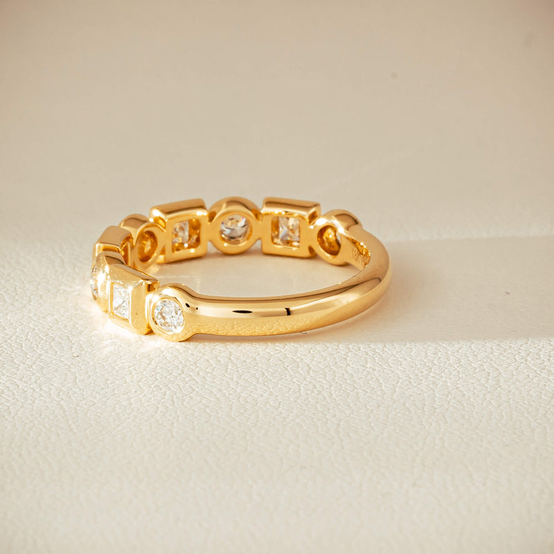 18ct Yellow Gold .59ct Mixed Cut Diamond Fusion Band - Ring - Walker & Hall