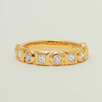 18ct Yellow Gold .59ct Mixed Cut Diamond Fusion Band - Ring - Walker & Hall