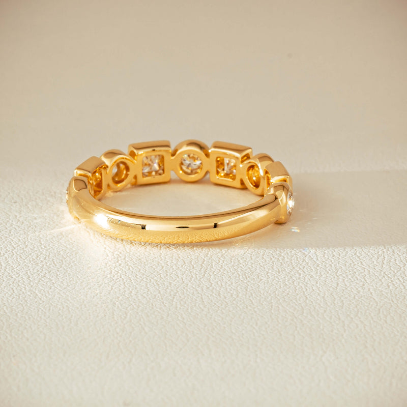 18ct Yellow Gold .59ct Mixed Cut Diamond Fusion Band - Ring - Walker & Hall