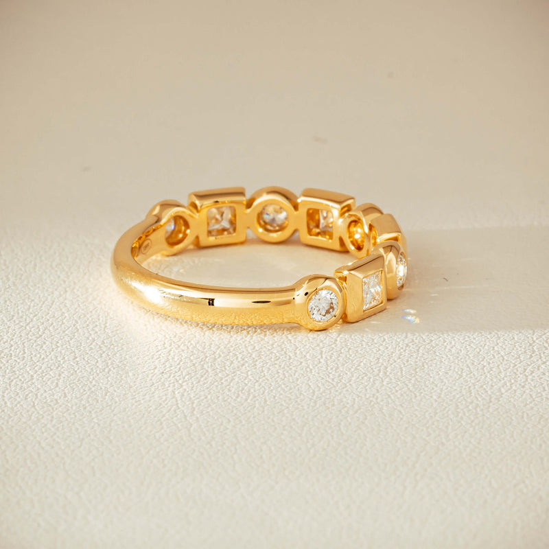 18ct Yellow Gold .59ct Mixed Cut Diamond Fusion Band - Ring - Walker & Hall