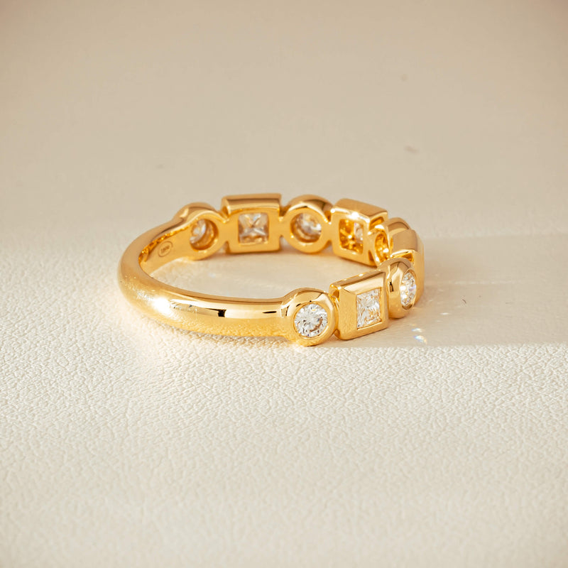 18ct Yellow Gold .59ct Mixed Cut Diamond Fusion Band - Ring - Walker & Hall