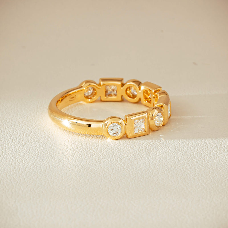 18ct Yellow Gold .59ct Mixed Cut Diamond Fusion Band - Ring - Walker & Hall