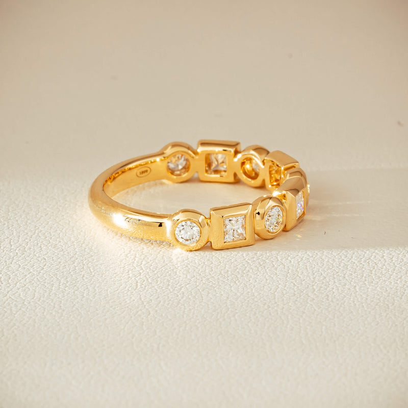 18ct Yellow Gold .59ct Mixed Cut Diamond Fusion Band - Ring - Walker & Hall